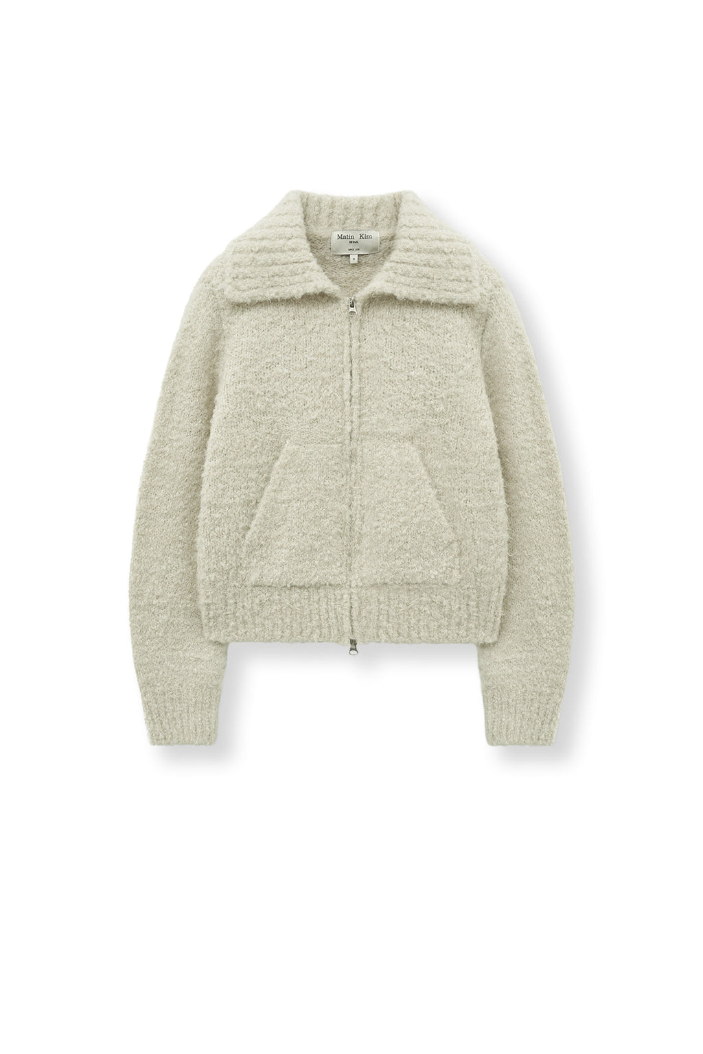Matinkim Matin Kim Boucle Knit Zip UP Cardigan IN Light Beige