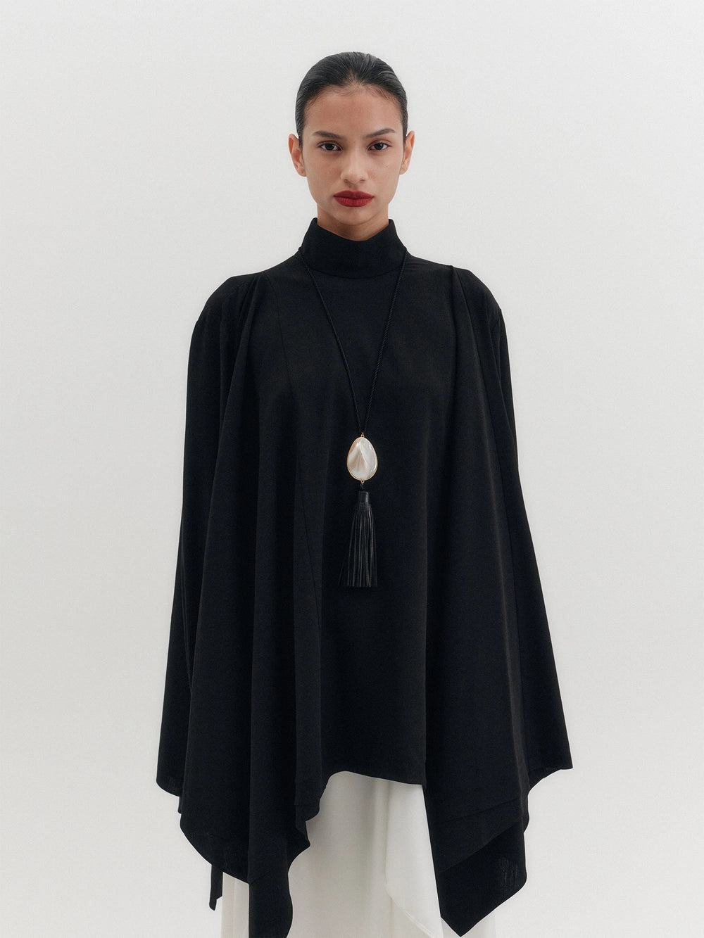 EENK High-Neck Flow Blouse - Black