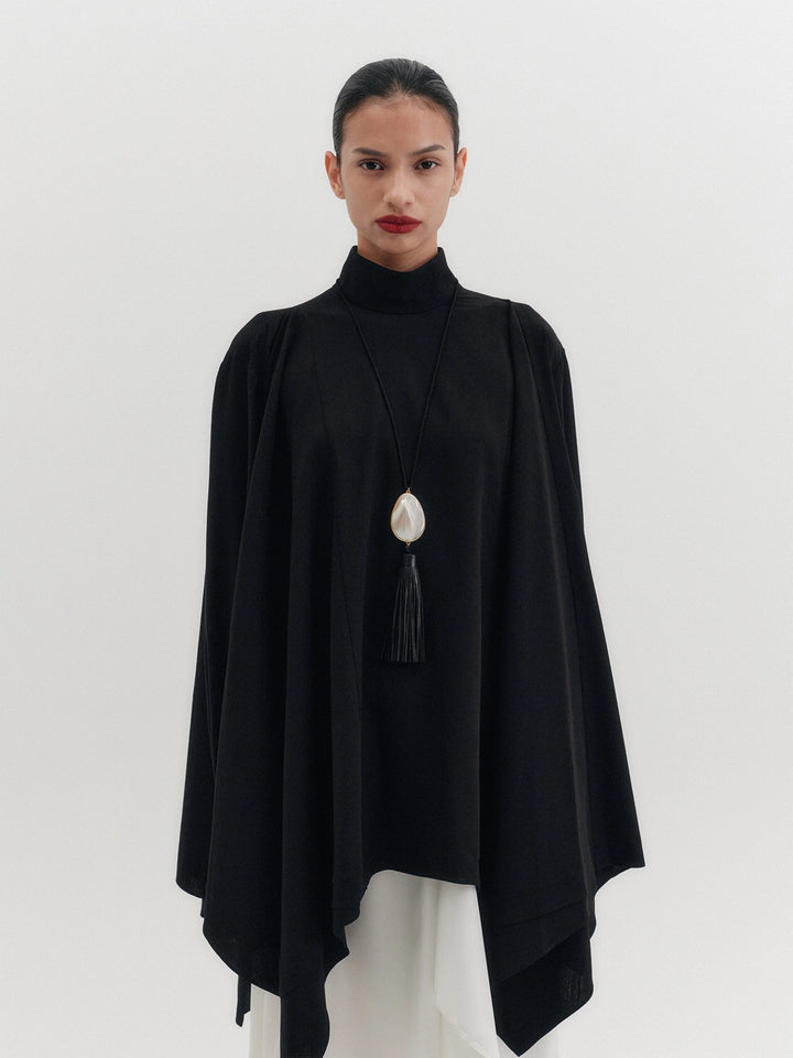EENK High-Neck Flow Blouse - Black