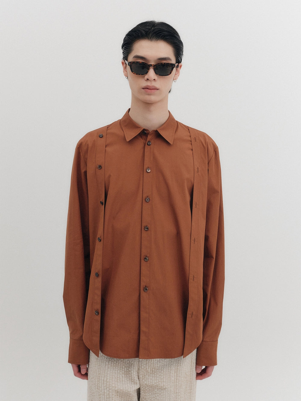 EENK Double Button Classic Shirt - Brown