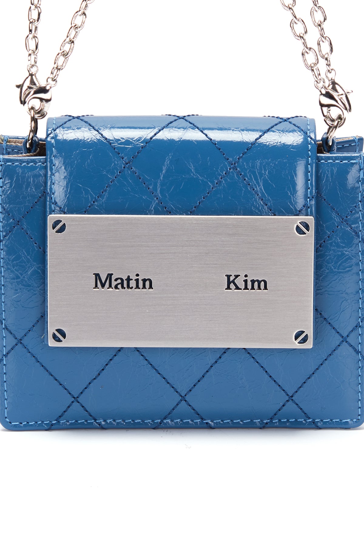 [matinkim] QUILTING ACCORDION MINI BAG IN SMOKE BLUE