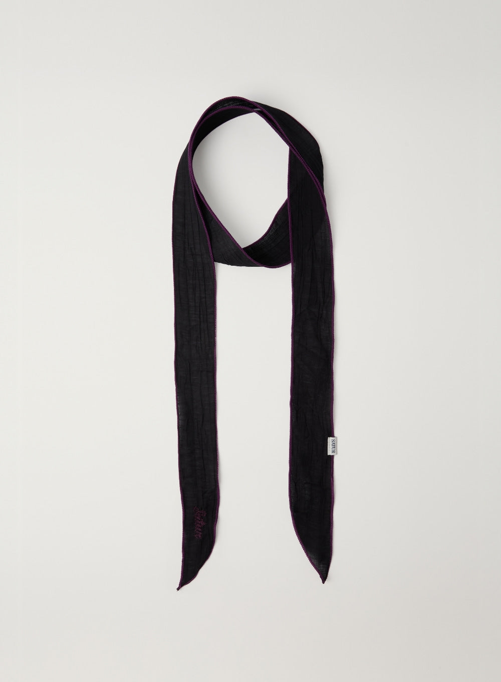 Satur (W) Wrinkle Color Block Scarf - Black