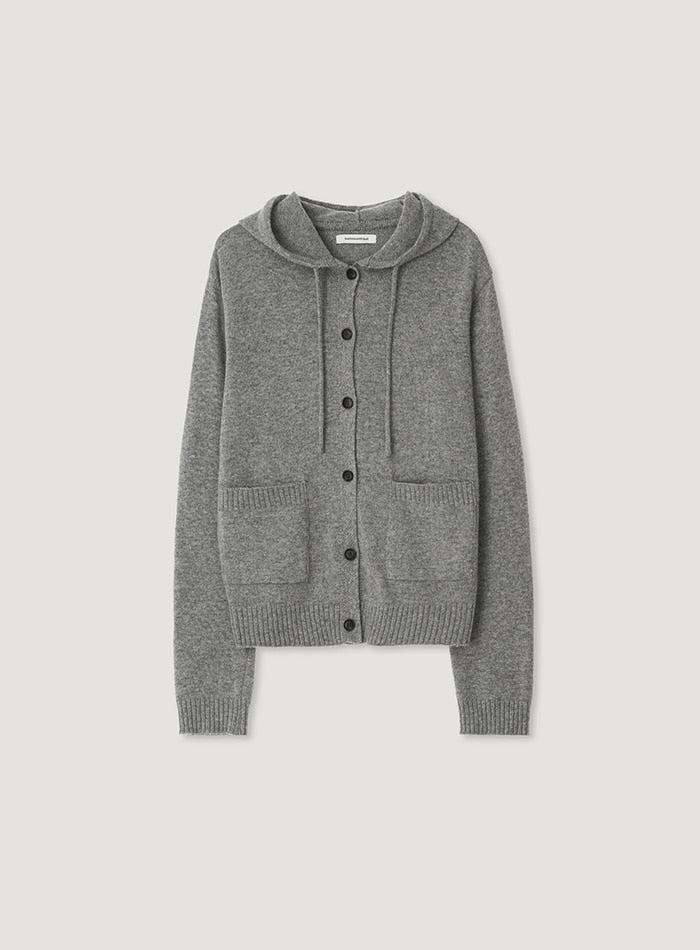 Mango Maniplease Colin Hood Knit Cardigan Melange Grey