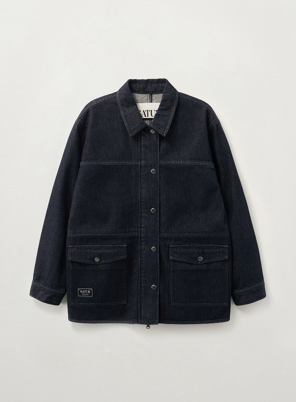 [satur] (W) Nonfade Denim Half Single Jacket - Indigo