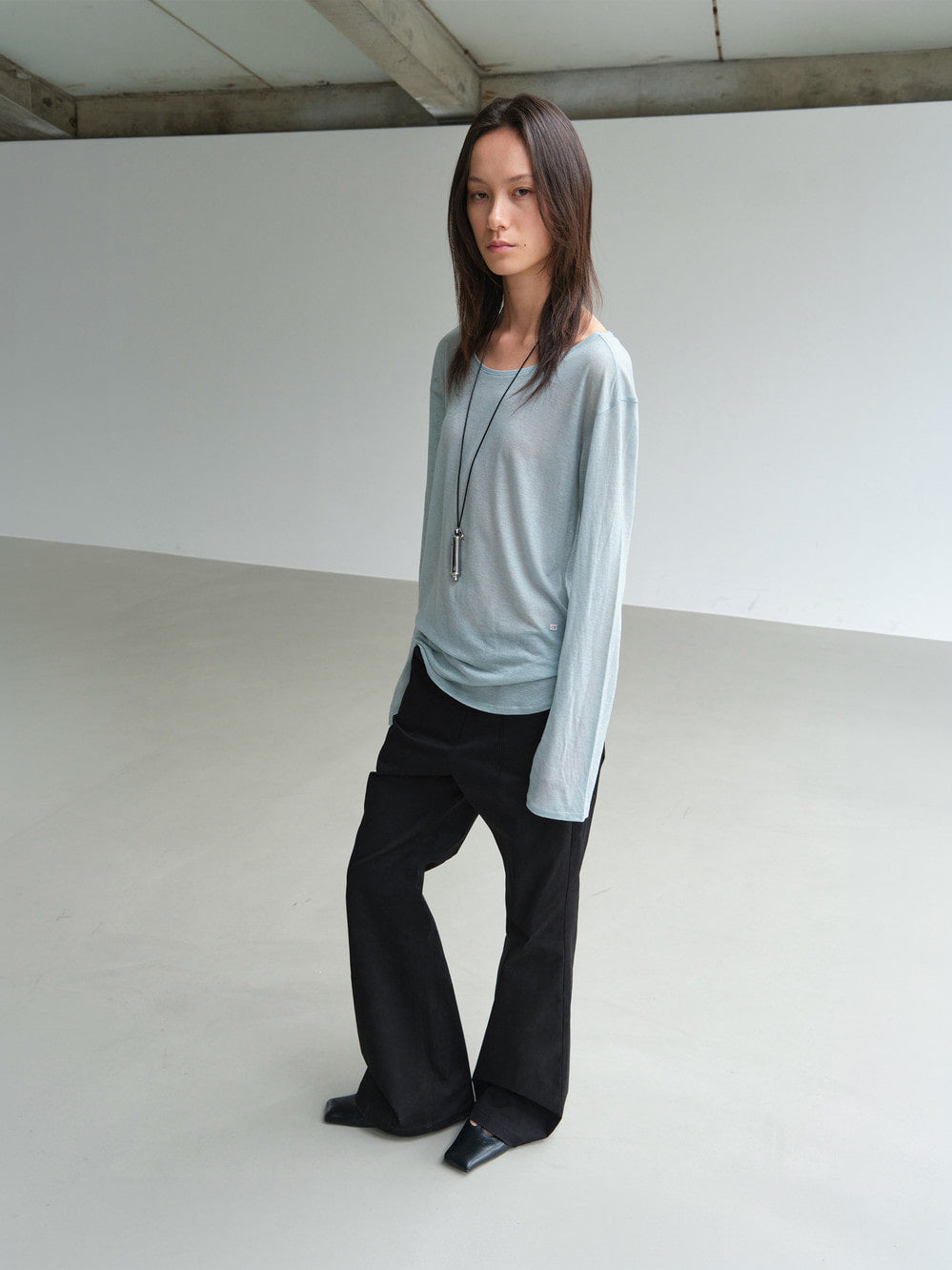 Low Classic Wool Tencel Long Sleeve T-Shirt Sky Blue