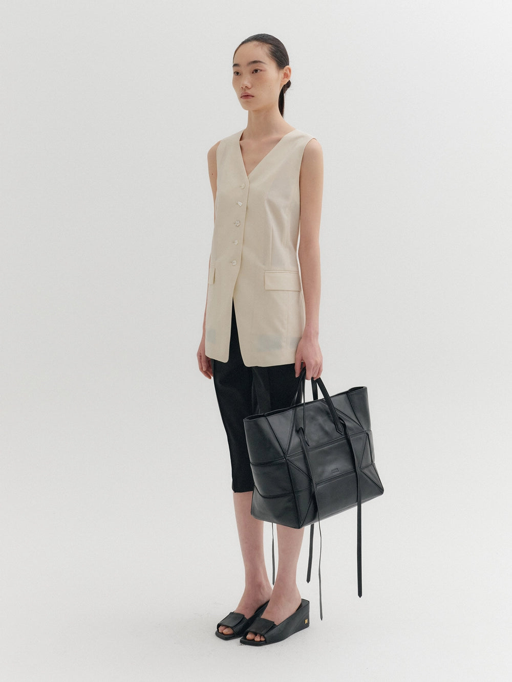 EENK Back Strap Tailored Vest - Ivory