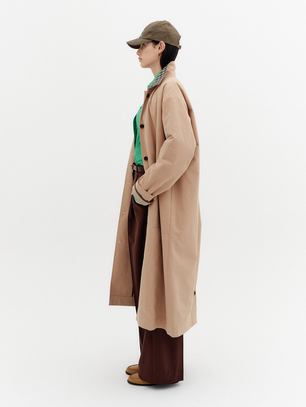 EENK Reversible Contrast Panel Coat - Beige