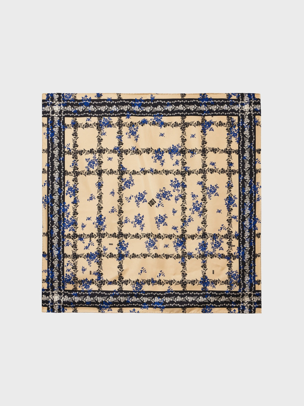 EENK Printed Silk Scarf - Check Beige