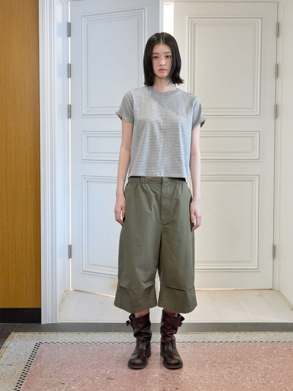 Low Classic Lc Striped Baby Tee Melange Grey