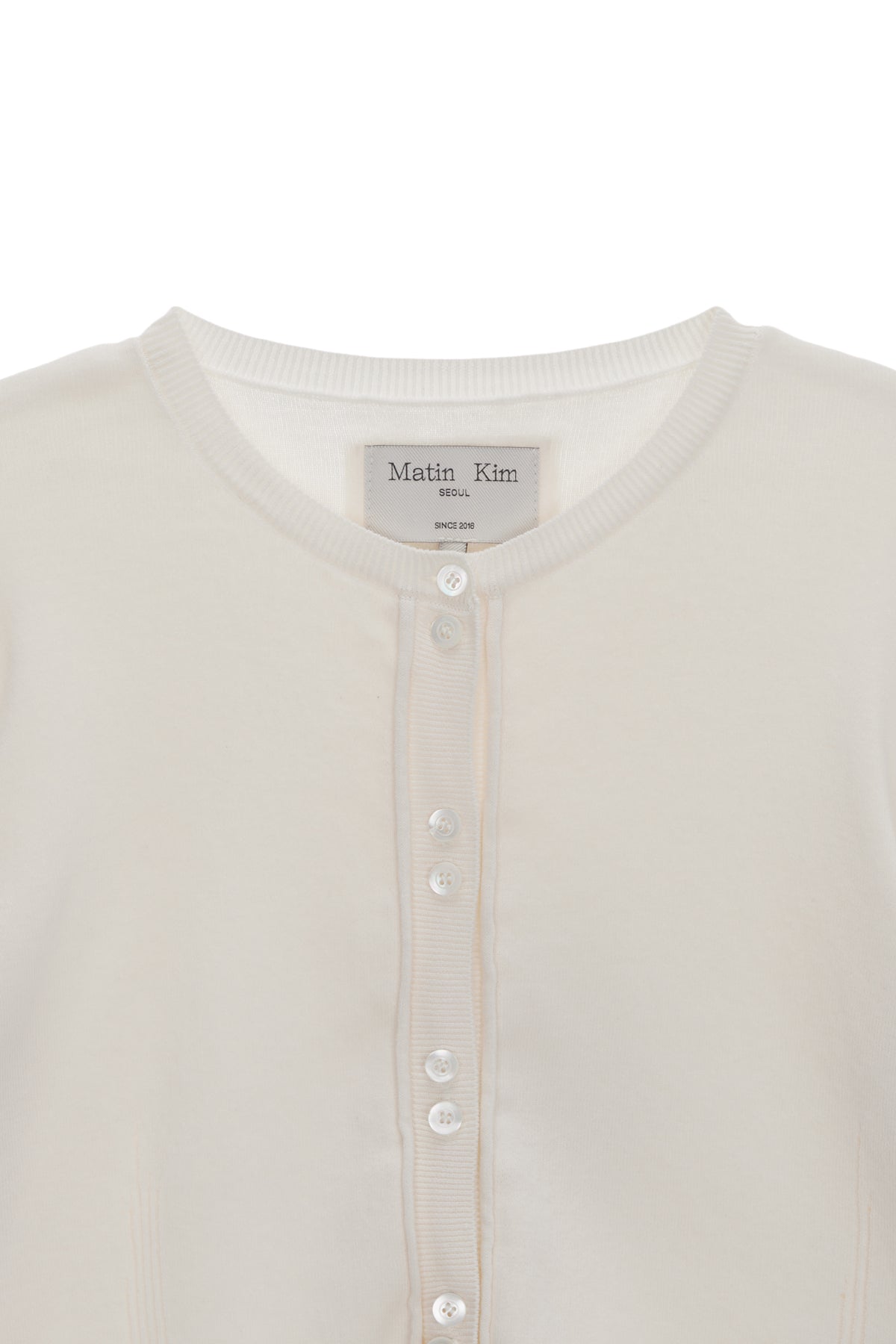 Matinkim Three Quarter Sleeve Round Cardigan IN White