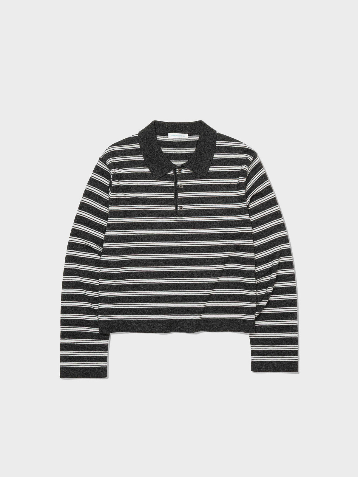 Low Classic Merino Cash Striped Polo Sweater Charcoal