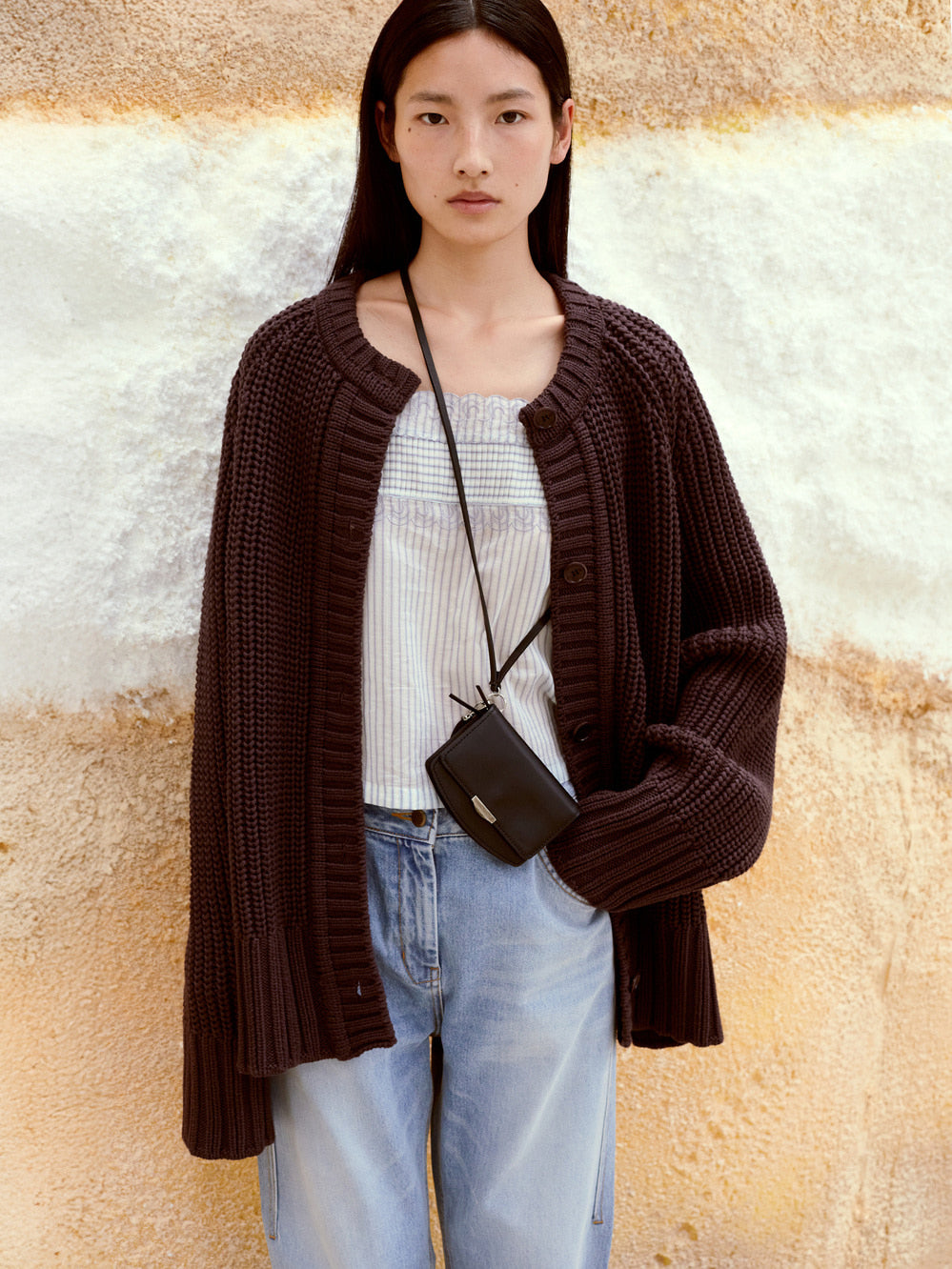 Low Classic Chunky Rib Cardigan Purple