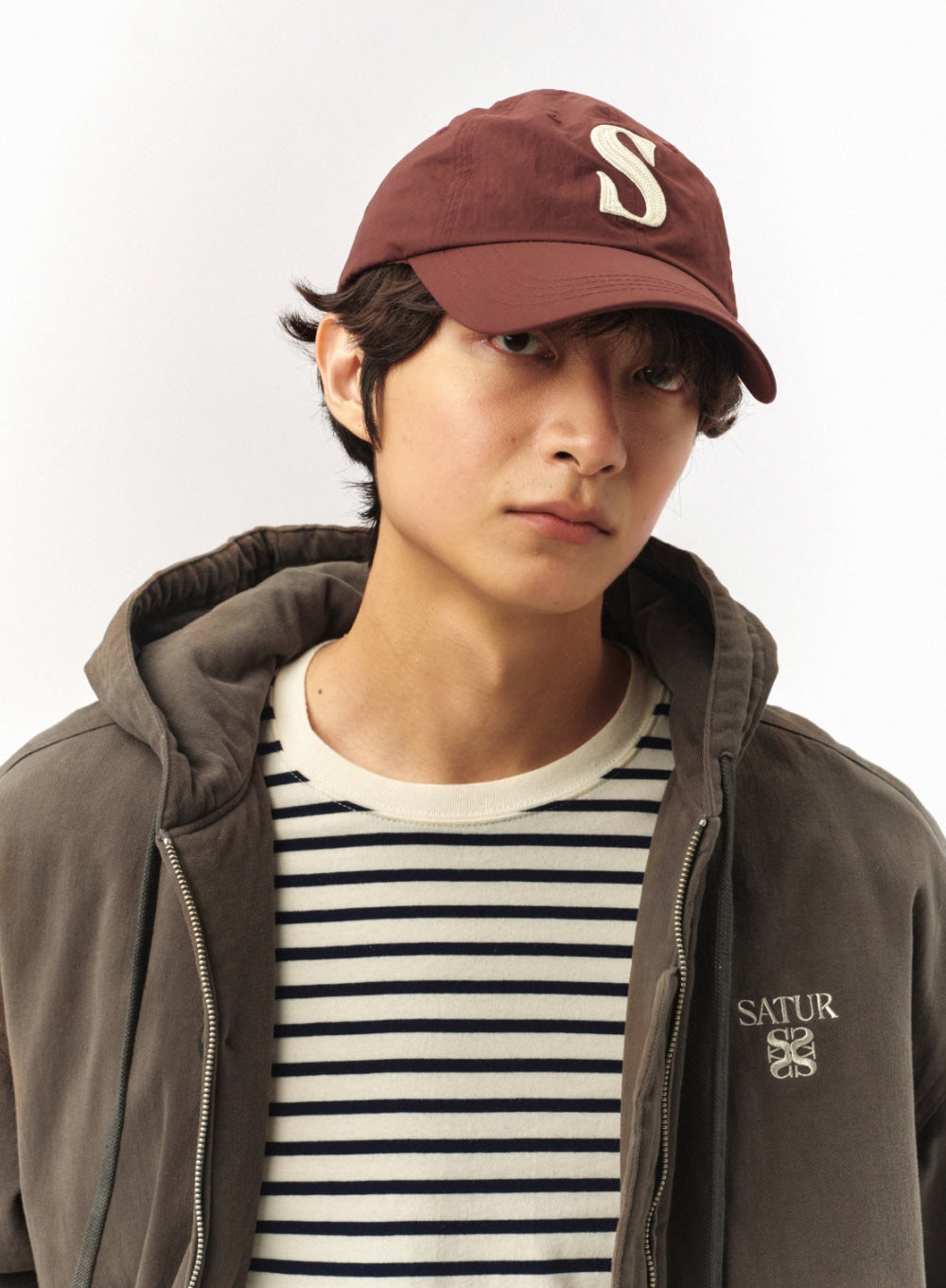 [satur] Nylon Casual Ball Cap - Burgundy