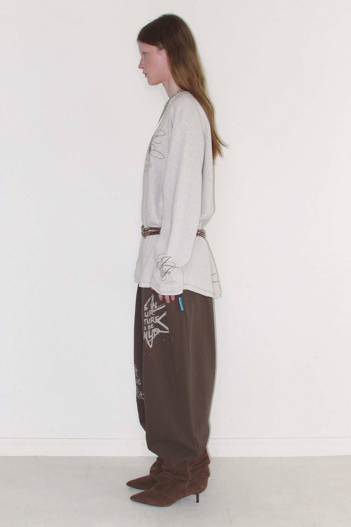 Instantfunk Waffle Graphic Oversized T Shirt - Oatmeal