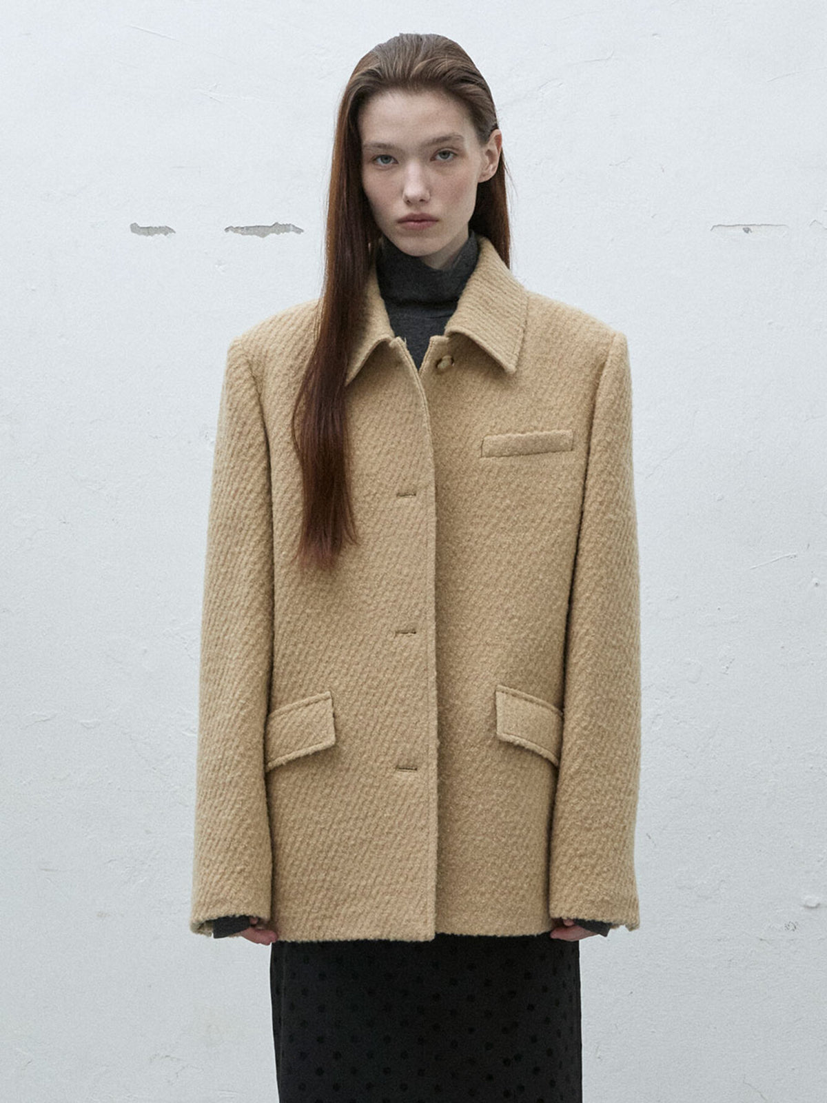 Raive Hairy Wool Blended Half Coat