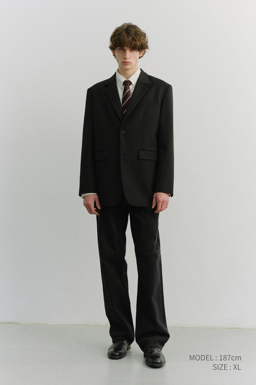 Dunst Unisex 2 Button Wool Blazer Black