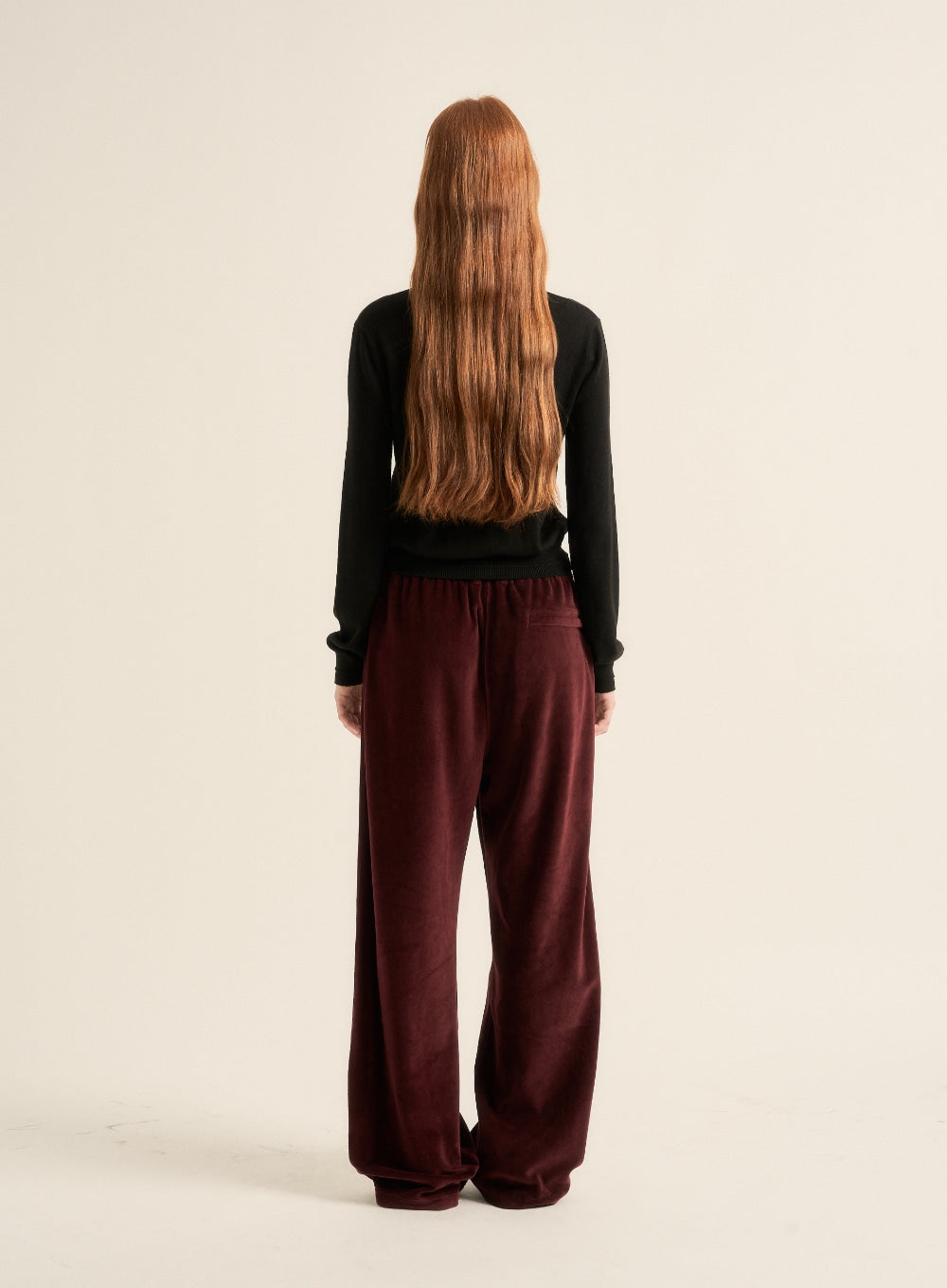 [satur] (W) Lawton Velour Track Pants - Burgundy