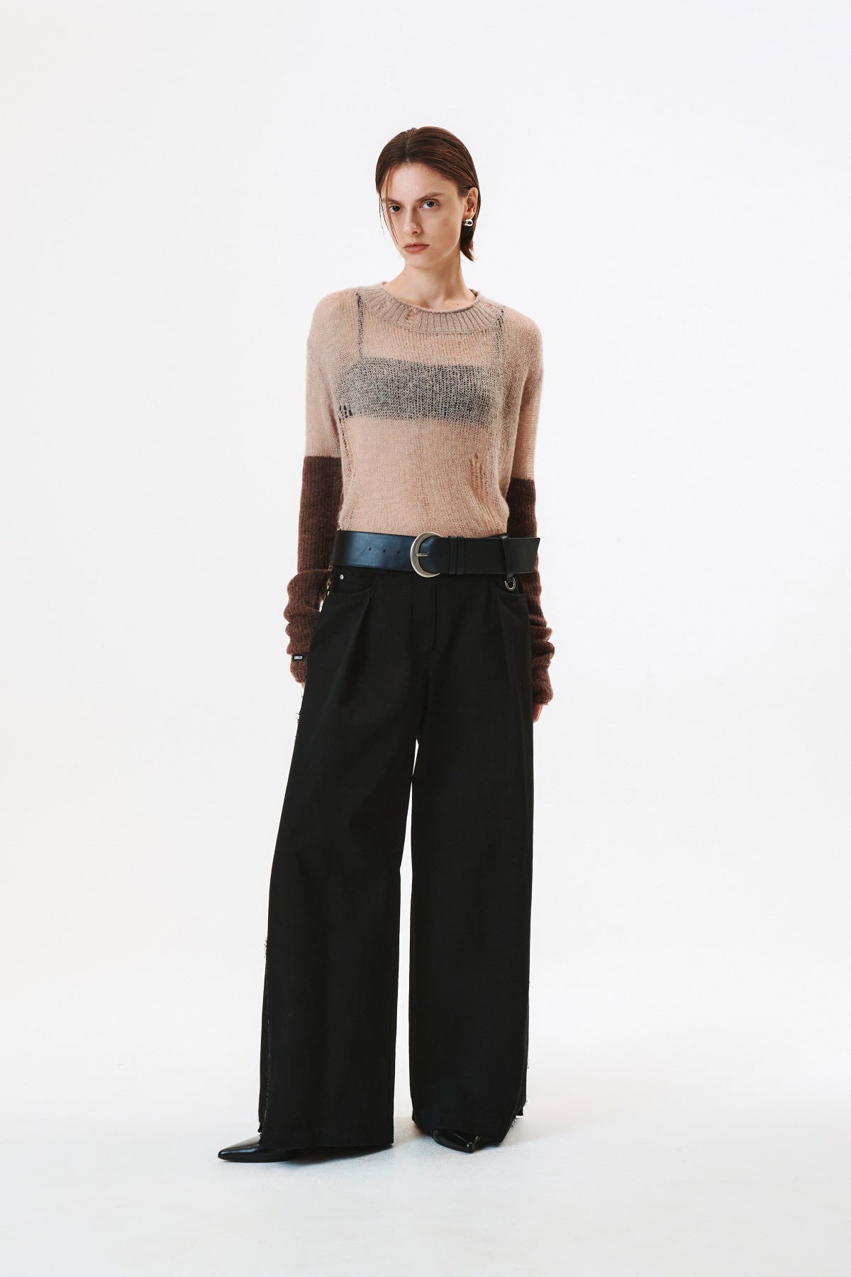 Matinkim Cutting Detail Wide Cotton Pants IN Black