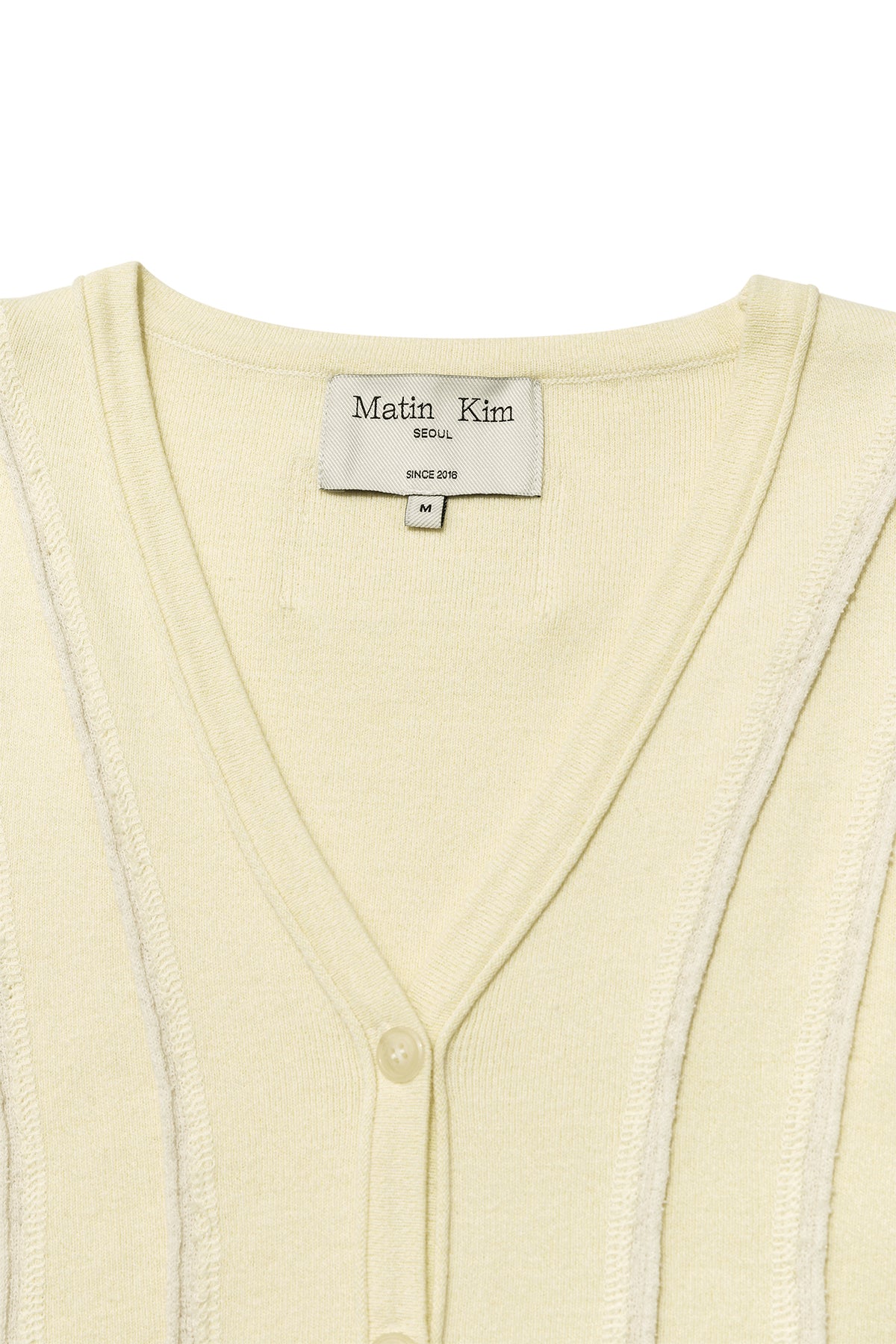 [matinkim] CUT LINE SLIM CARDIGAN IN LIME