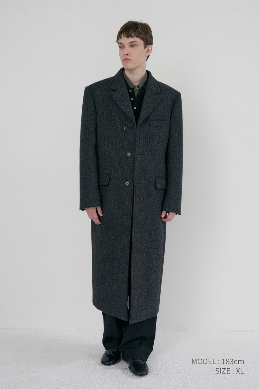 Dunst Unisex 2-Way 3 Button Coat Grey Stripe