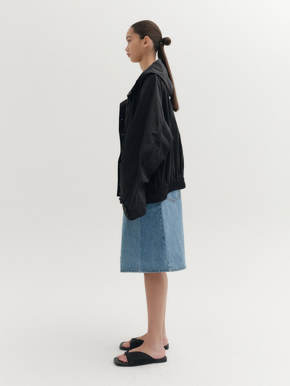 EENK Wrap Denim Midi Skirt - Denim Blue