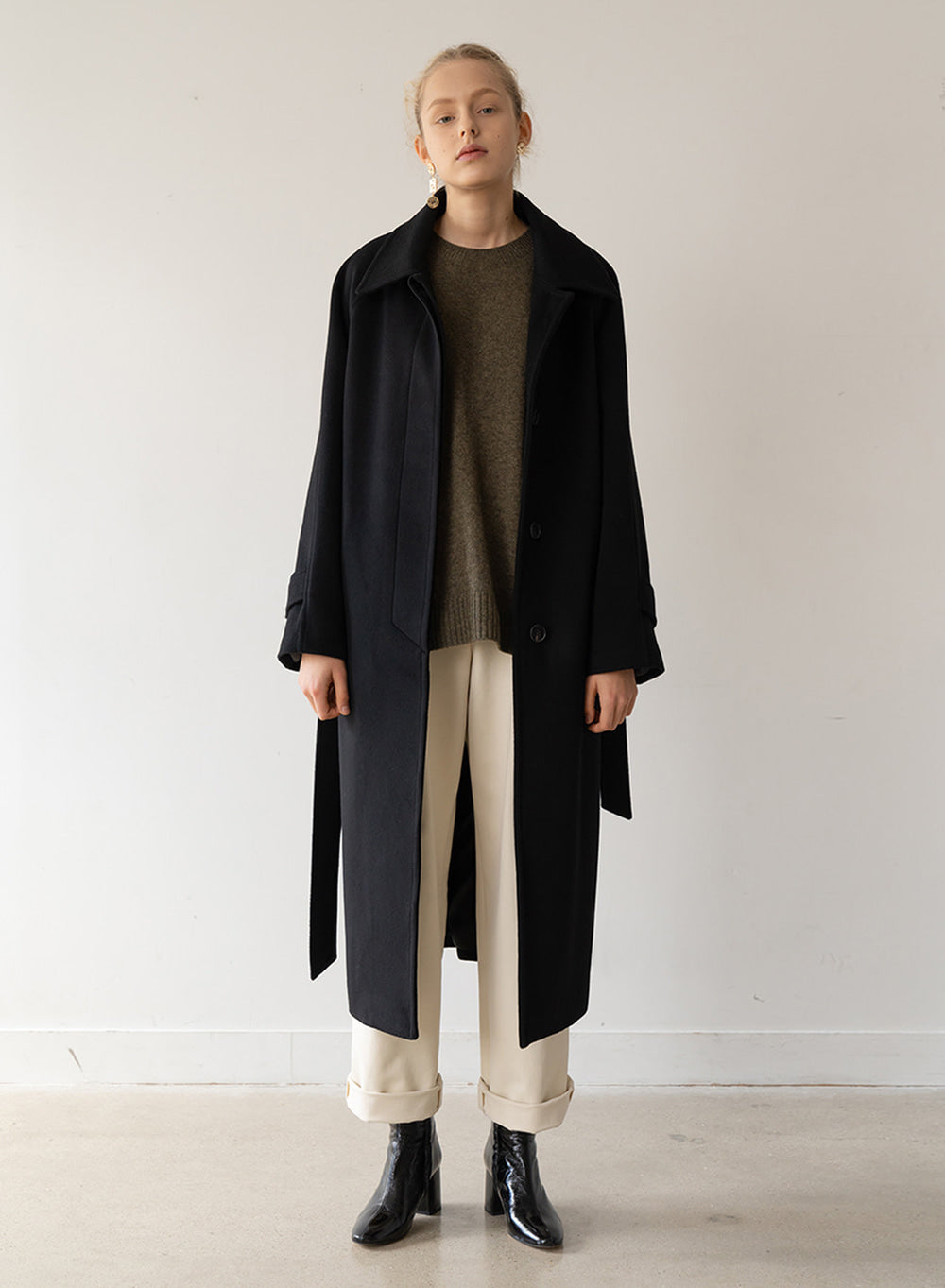 Kindersalmon Cashmere Single Coat Black