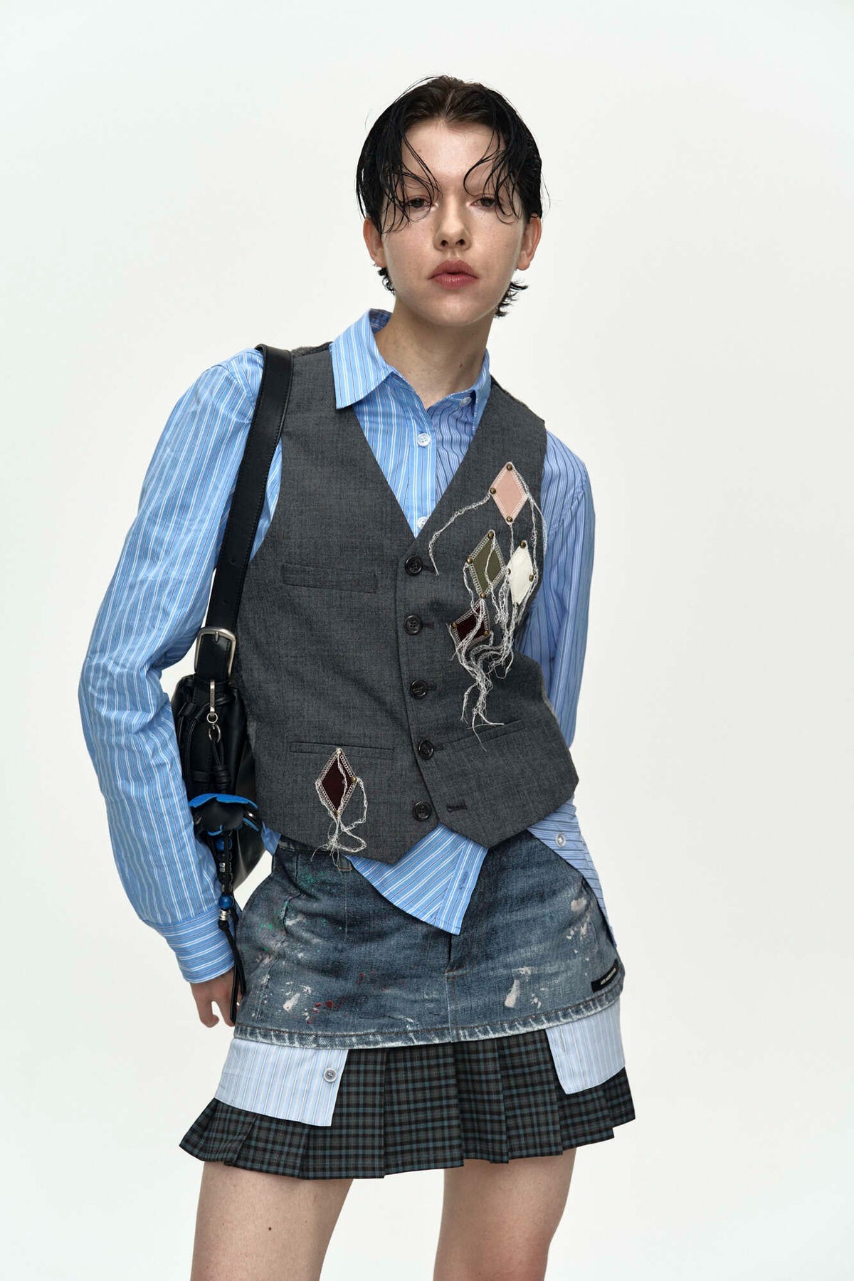 Andersson Bell Back Knit Argyle Patched Vest
