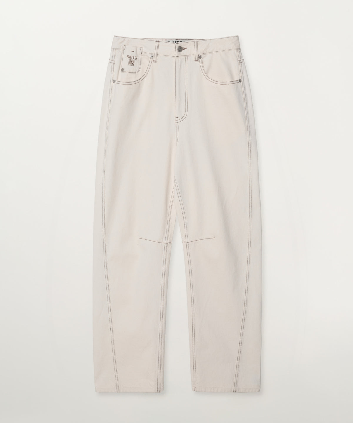 Satur Round Color Denim Pants - Ecru