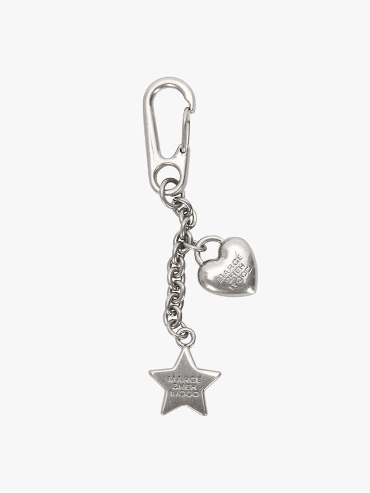 Margesherwood Heart Star Keychain antiqued nickel