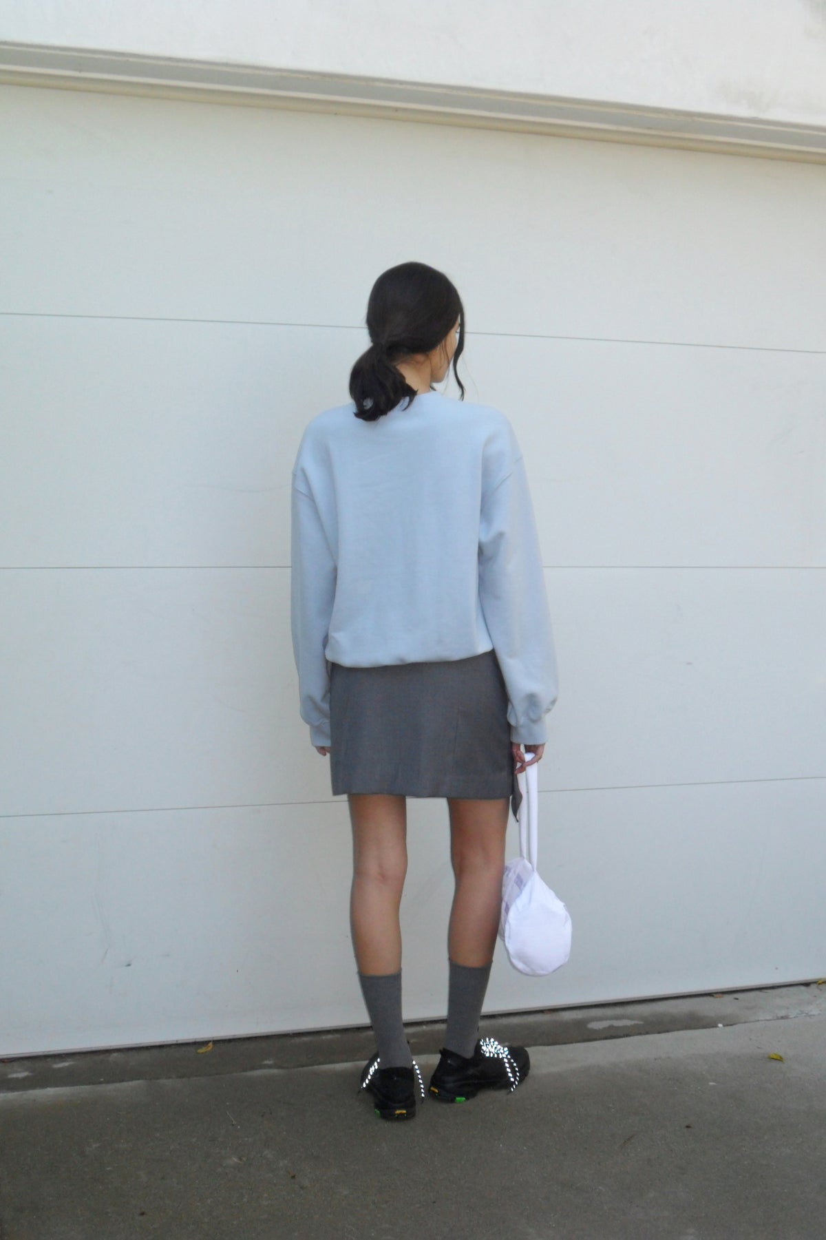 Low Classic Ruffled Mini Skirt Grey
