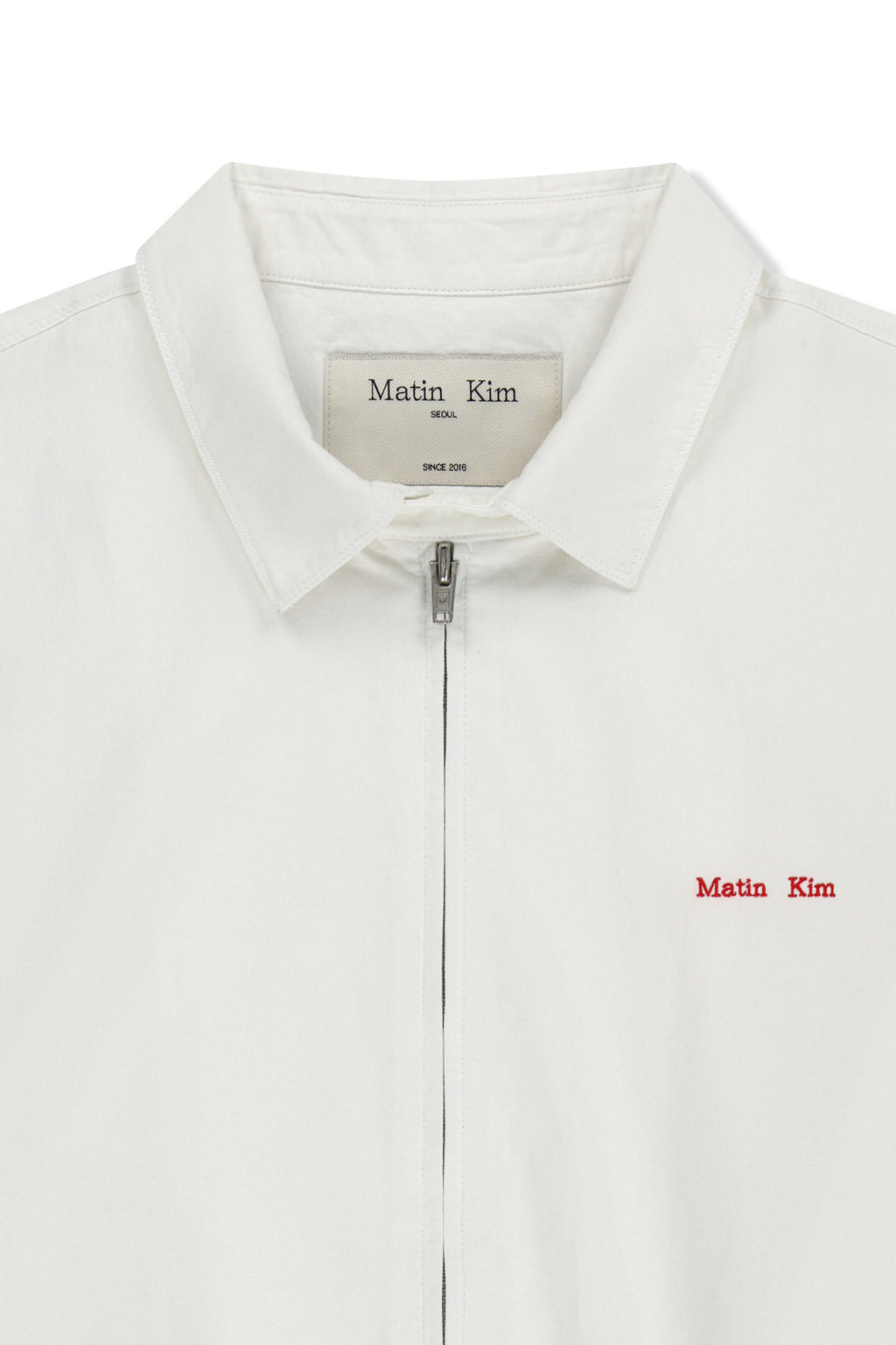 Matinkim Small Logo Cotton Zip UP Jumper IN White