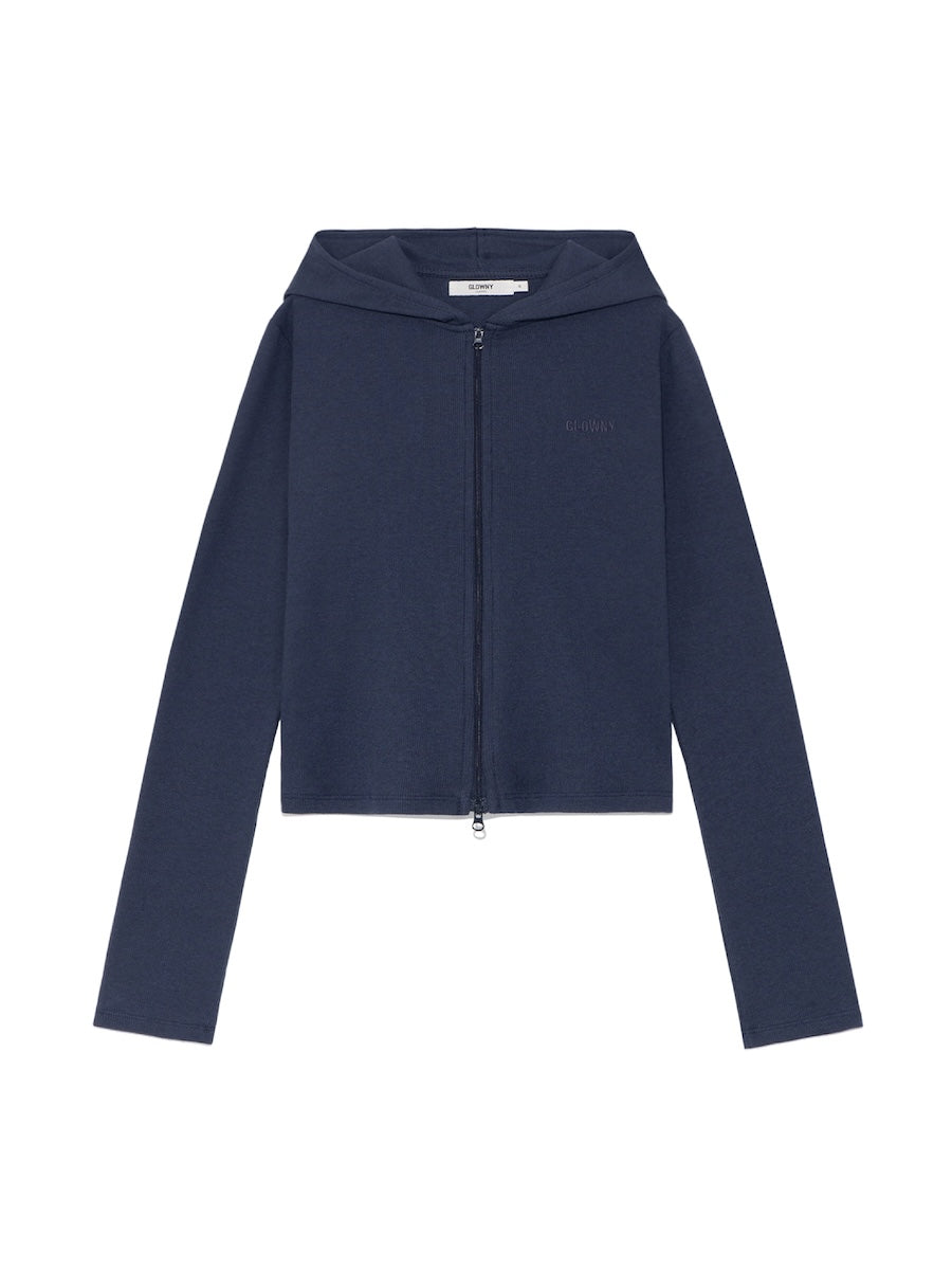 GLOWNY G Classic Essential Rib Zip-Up (Navy)