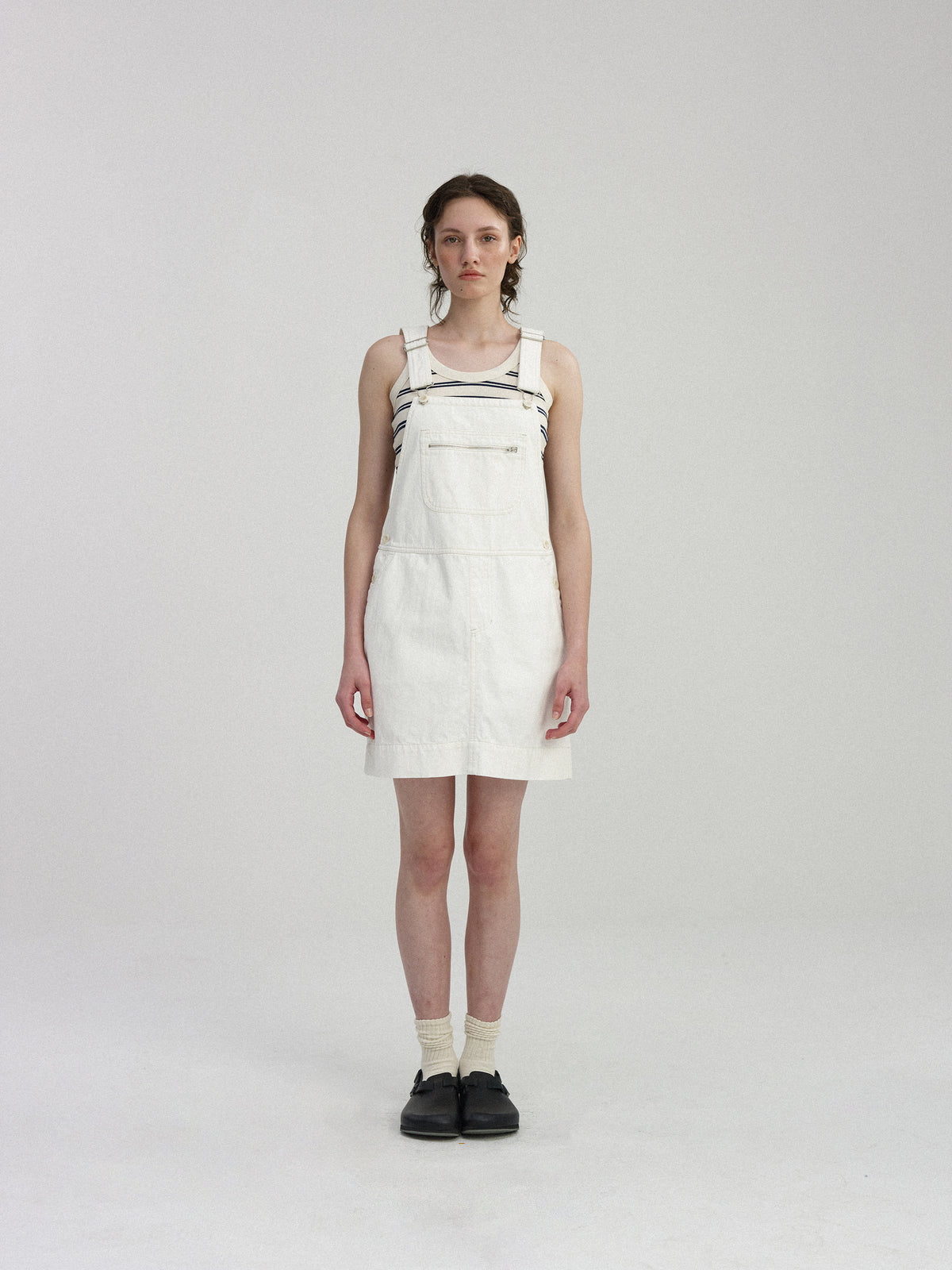 Nothing Written Toffe cotton overall skirt (White)