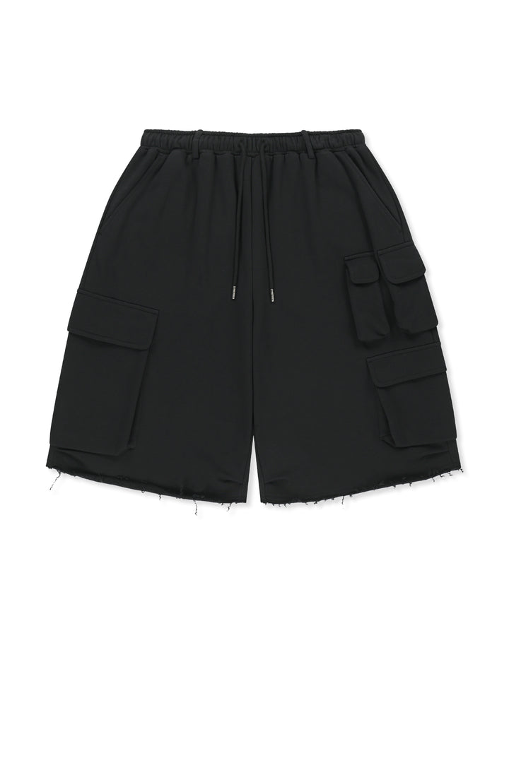 Matinkim Terry Utility Pocket Bermuda Pants IN Black