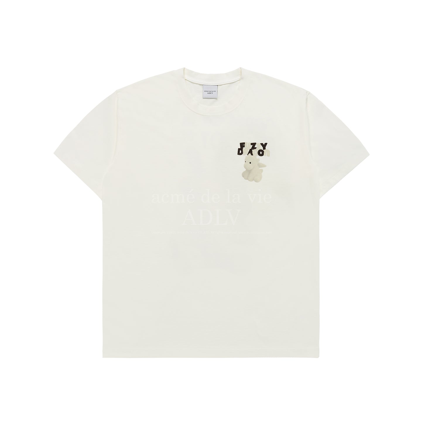 FUZZY FONT DRAGON SHORT SLEEVE T-SHIRT CREAM