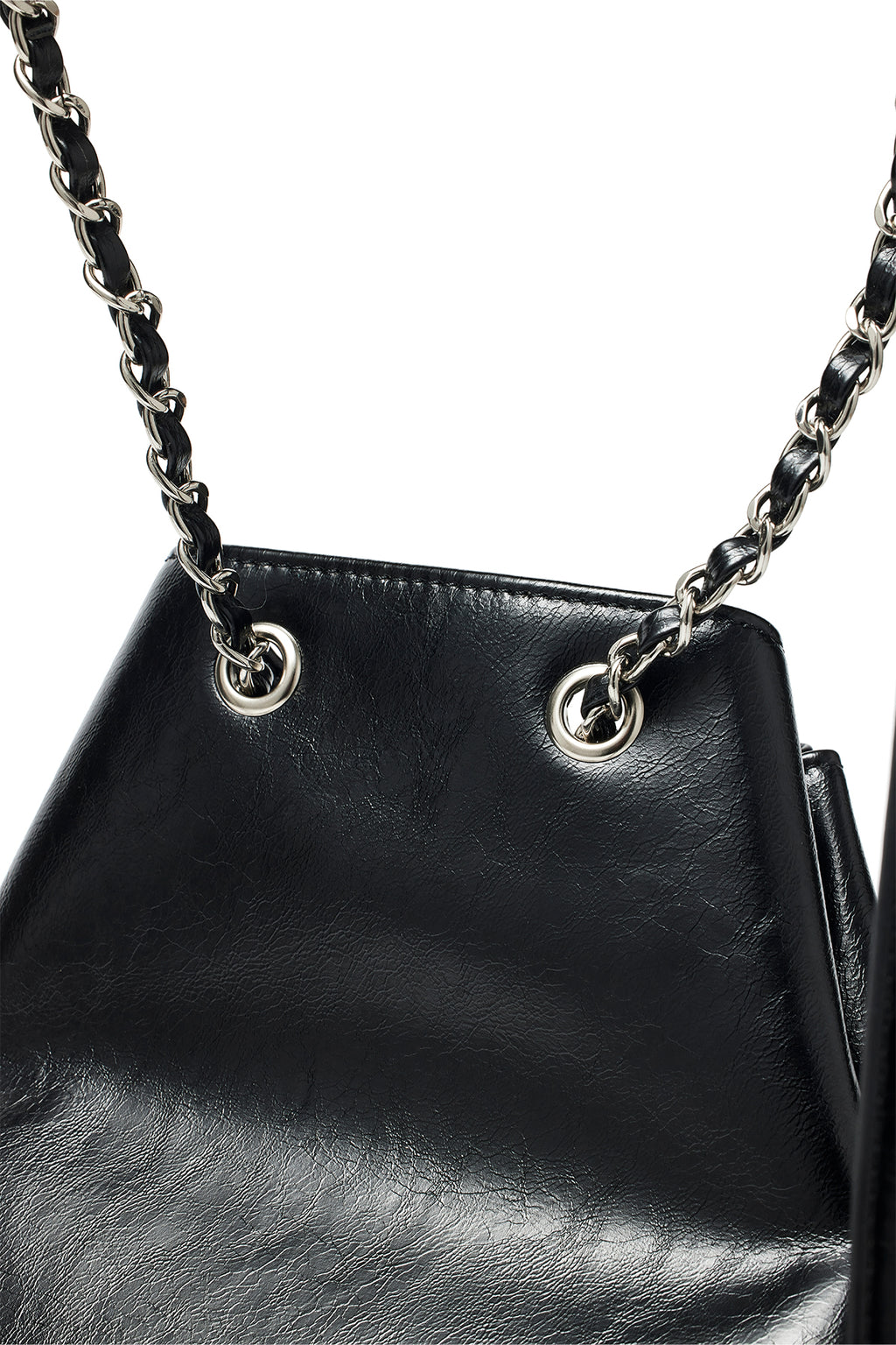 [matinkim] DRAW STRING RIBBON BACK PACK IN BLACK