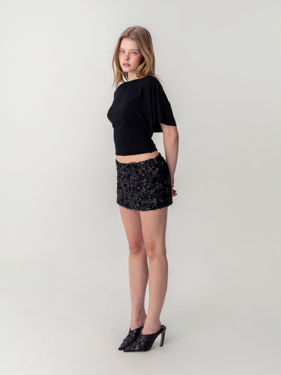 GLOWNY Twinkle Mini Skirt (Black)