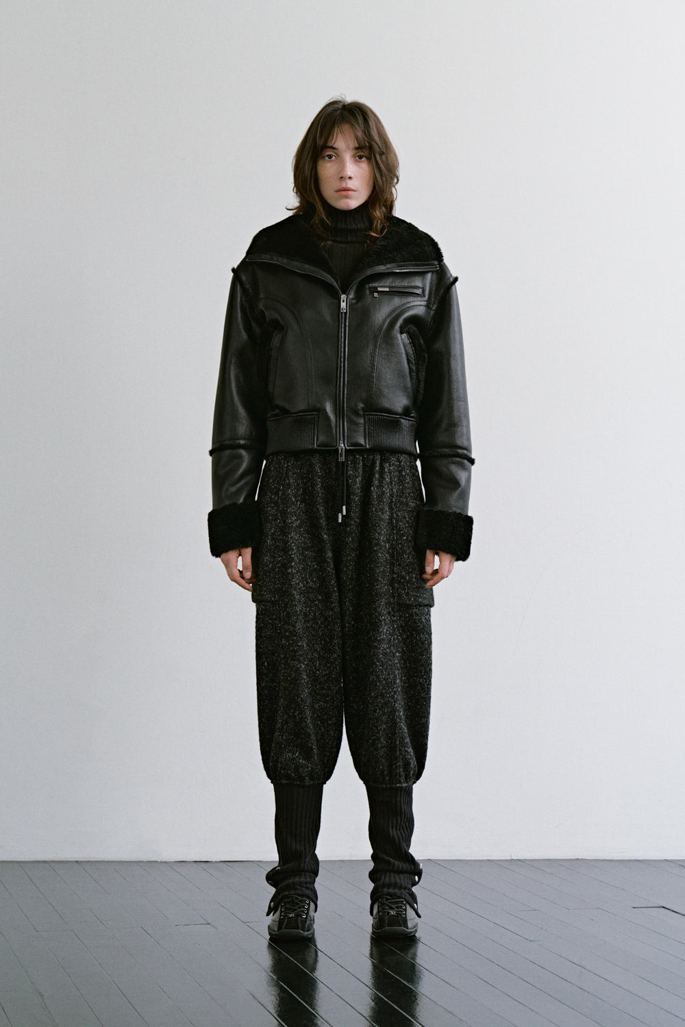 Treemingbird High-Neck Shearling Jumper Black