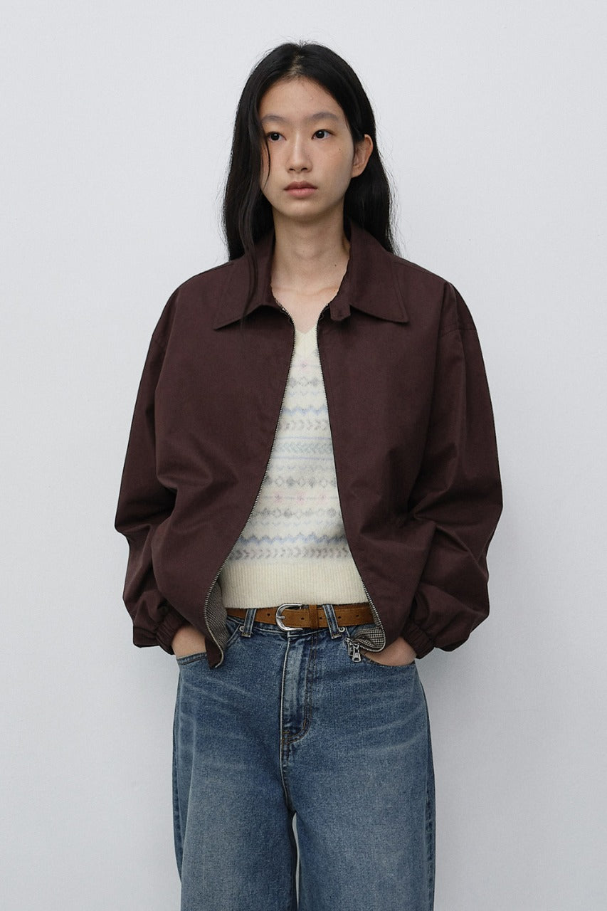 Dunst Unisex Collared Blouson Jacket Brown