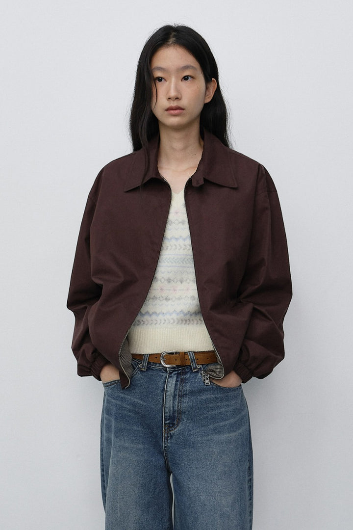 Dunst Unisex Collared Blouson Jacket Brown
