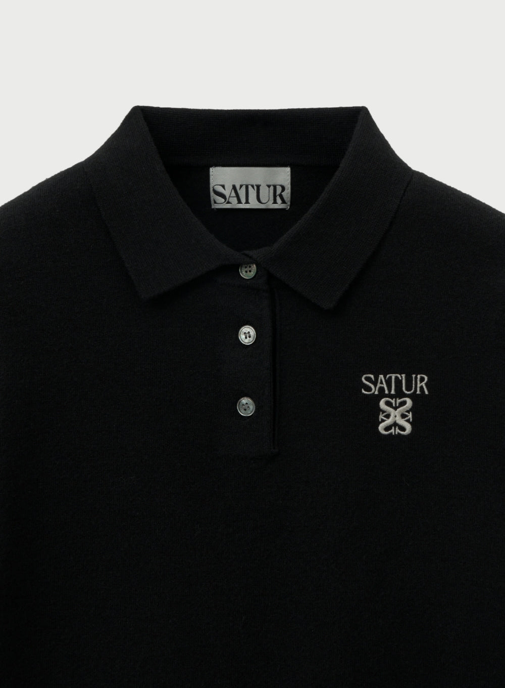 [satur] (W) Basic Polo Knit - Black