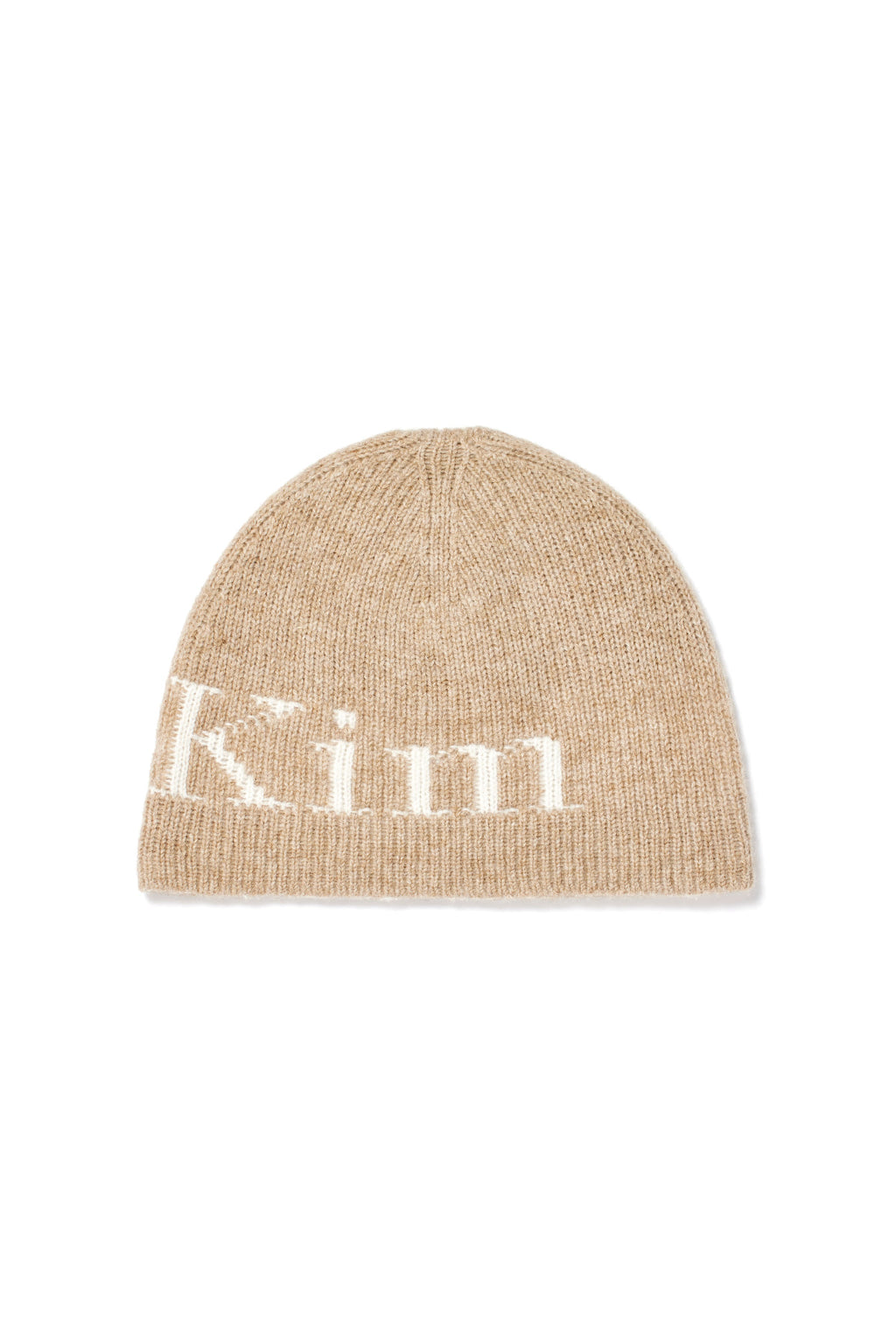 [matinkim] LOGO JACQUARD KNIT BEANIE IN BEIGE
