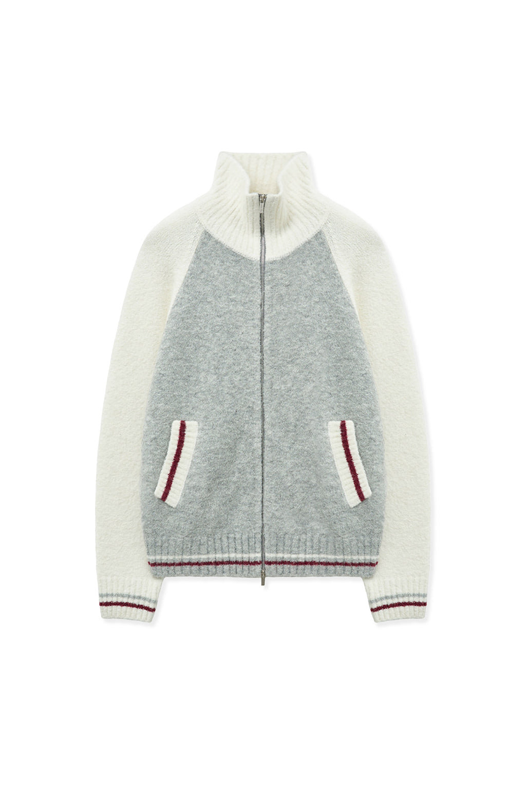 [matinkim] High Neck Raglan Knit Zip UP For Women IN Ivory