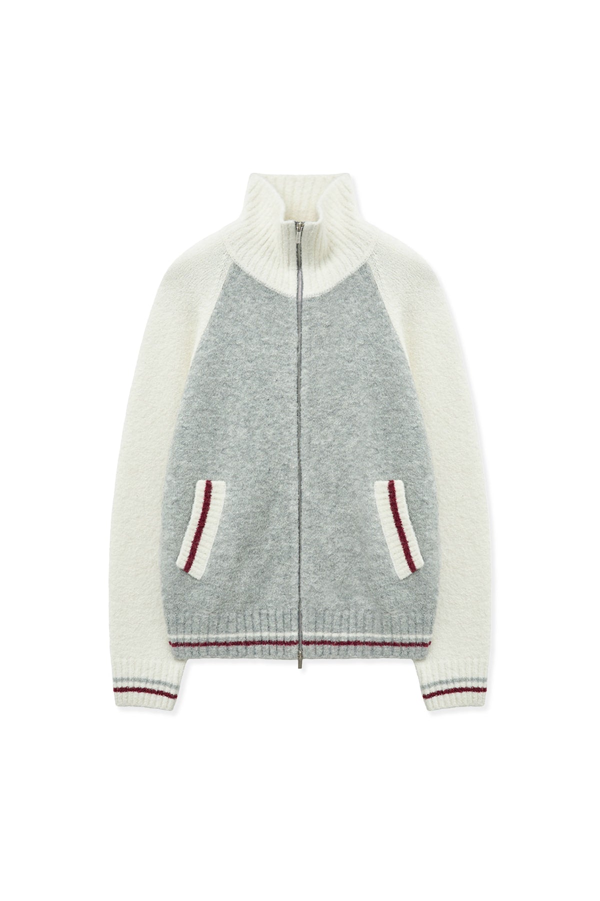 [matinkim] High Neck Raglan Knit Zip UP For Women IN Ivory