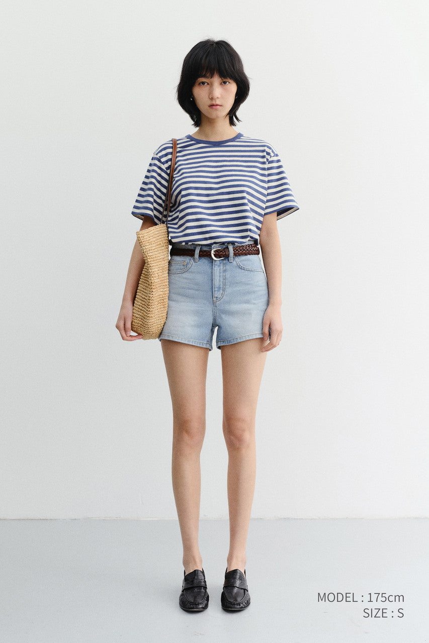 Dunst Unisex Striped T-Shirt Blue Ivory