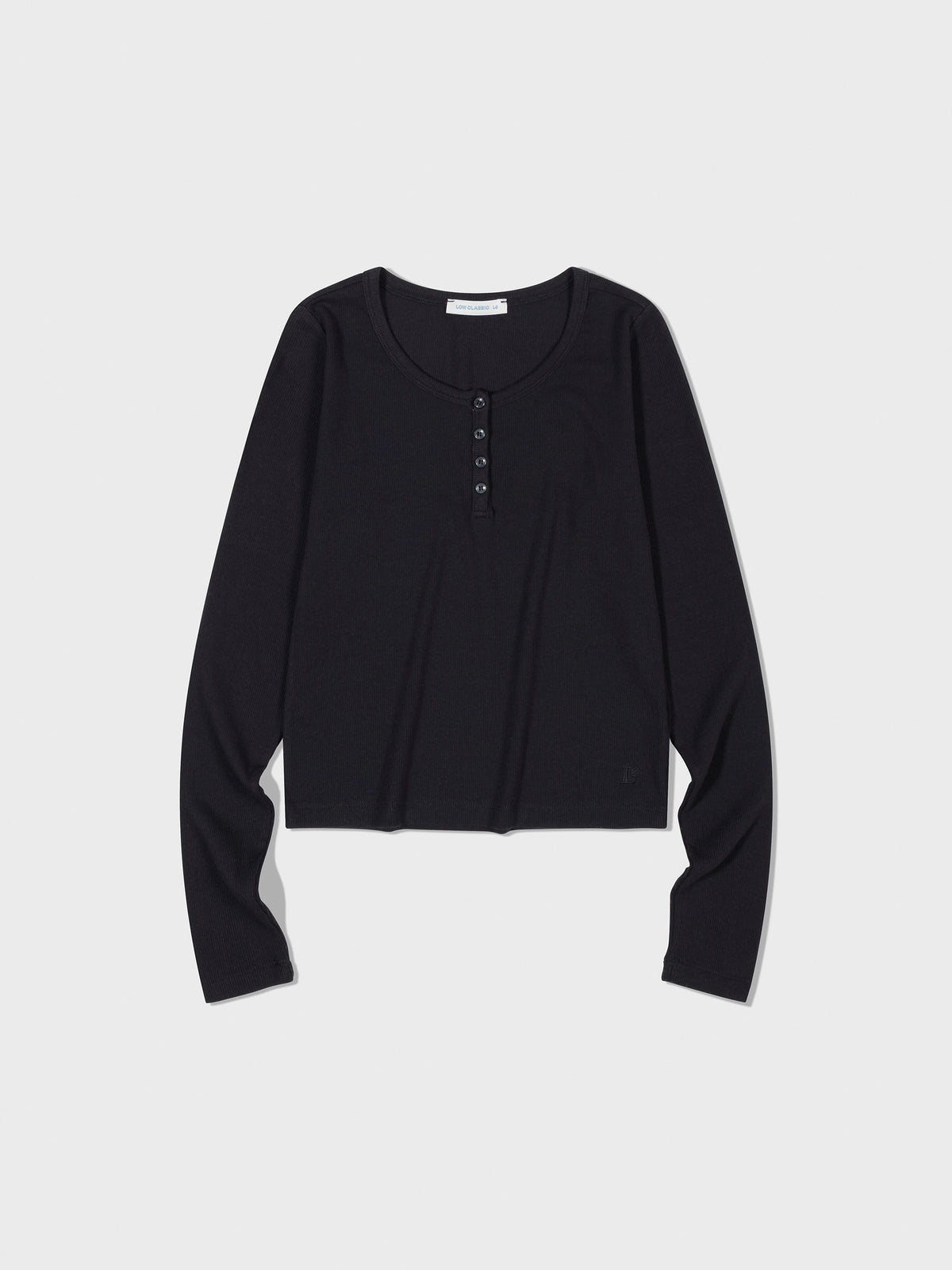 Low Classic Henry Neck Long Sleeve T-Shirt Black