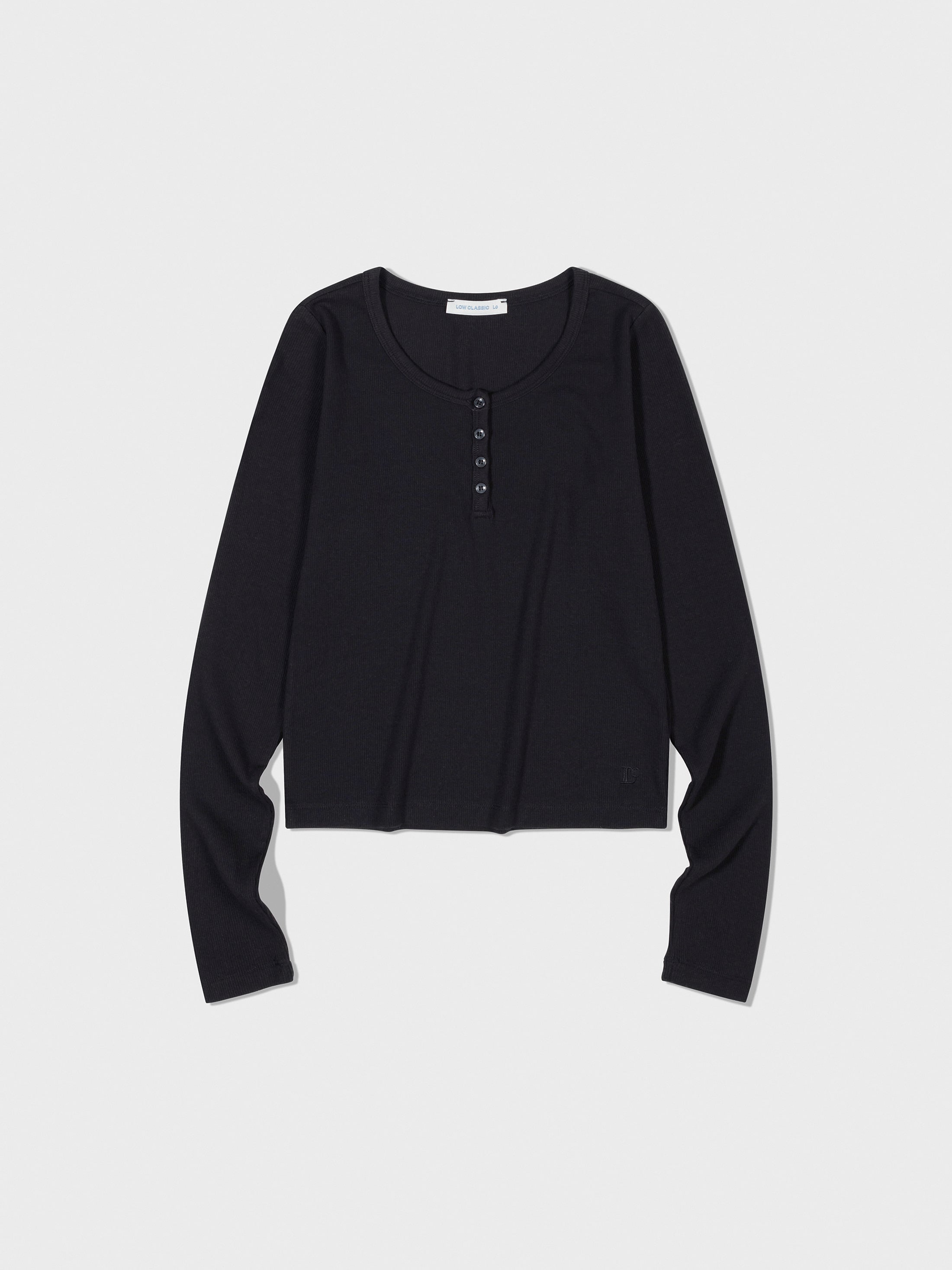 Low Classic Henry Neck Long Sleeve T-Shirt Black