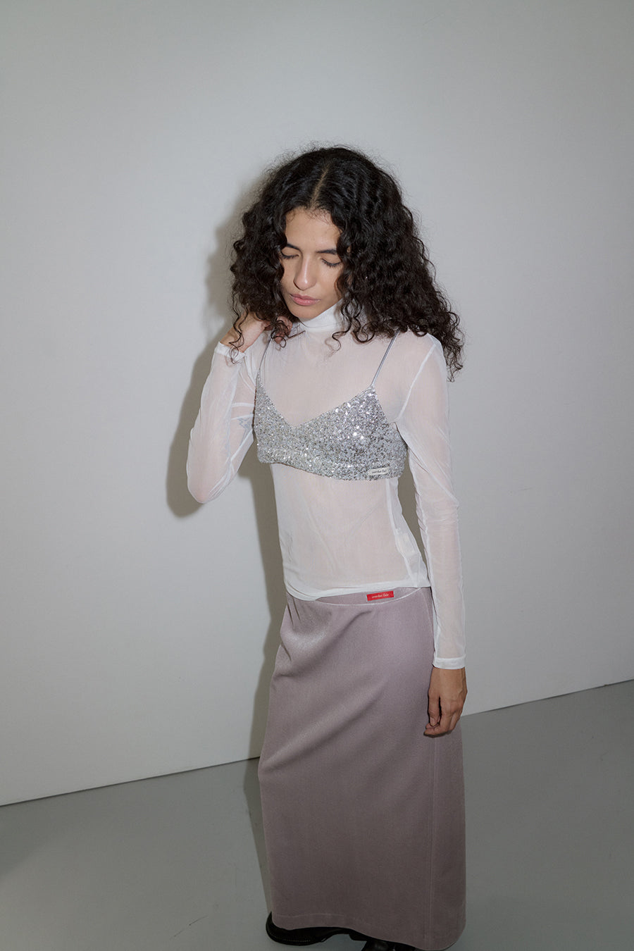 Overdueflair Spangle Bustier Top Silver