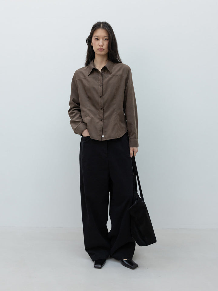 Low Classic Peached Slim Fit Shirt Brown