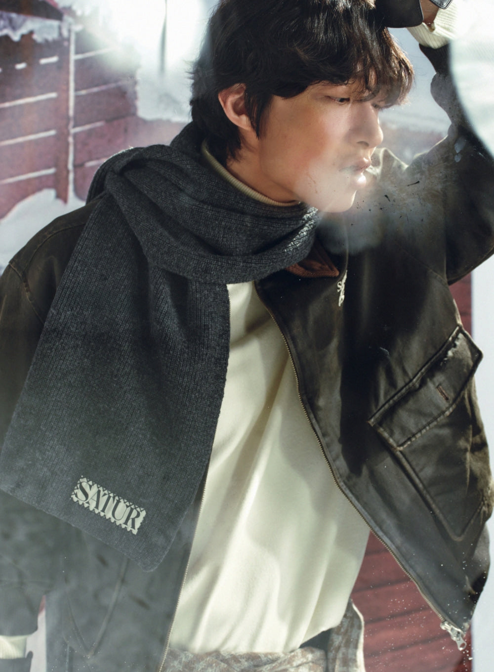 [satur] Verona Knit Muffler - Charcoal